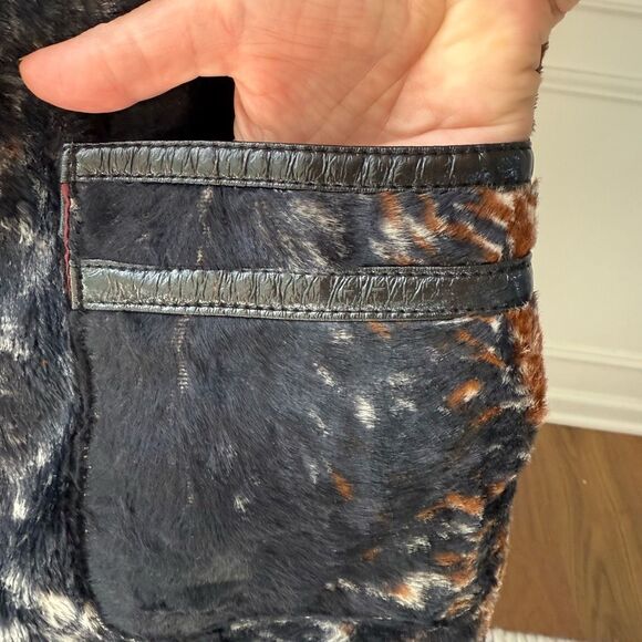 Vintage 70s Carnaby Faux Brindle Fur Longline Zip Vest M L - Picture 4 of 10